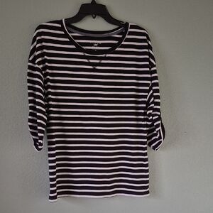 Riders by Lee Women's Black and White Striped Blouse